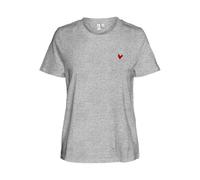 Kurzarmshirt VERO MODA "VMVIVA S/S O-NECK T-SHIRT JRS BTQ GA", Damen, Gr. M, light grau melange print:cayenne pigment heart, Jersey, Obermaterial: 100% Baumwolle, bedruckt, regular fit normal, Rundhal
