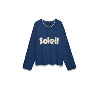 Strickpullover VERO MODA "VMWILLOW FULLNEEDLE LS O-NECK PULLOVER", Damen, Gr. XS, navy peony detail:with birch, Strick, Obermaterial: 77% Viskose, 23% Polyester, bestickt, regular fit normal, Rundhals