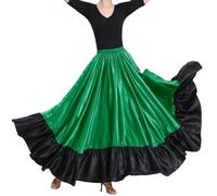 VNOEVW 96,5 cm langer Tanzrock aus Satin mit Rüschen für lateinamerikanischen Bauch, folkloristisch, mexikanischer Flamenco, Ballsaal