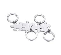 VNOX 2/3/4/5 Pcs Anpassen Personalisierte Freundschaft/Liebe Familie Puzzle Paar Anhänger Halsketten/Schlüsselanhänger/Armbänder für Liebhaber Freund BFF, Edelstahl Schmuck,Kostenlose Gravur