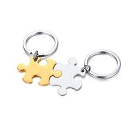 VNOX 2/3/4/5 Pcs Anpassen Personalisierte Freundschaft/Liebe Familie Puzzle Paar Anhänger Halsketten/Schlüsselanhänger/Armbänder für Liebhaber Freund BFF, Edelstahl Schmuck,Kostenlose Gravur