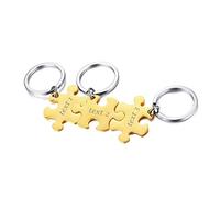 VNOX 2/3/4/5 Pcs Anpassen Personalisierte Freundschaft/Liebe Familie Puzzle Paar Anhänger Halsketten/Schlüsselanhänger/Armbänder für Liebhaber Freund BFF, Edelstahl Schmuck,Kostenlose Gravur