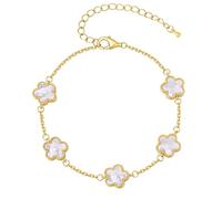 VNOX Kleeblatt Armband Mädchen Gold Glücksarmband - Verstellbares 316L Edelstahl Armband wasserfest hypoallergen, Vierblatt Glück Symbol