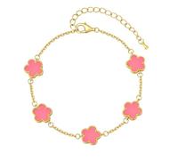 VNOX Kleeblatt Armband Mädchen Gold Glücksarmband - Verstellbares 316L Edelstahl Armband wasserfest hypoallergen, Vierblatt Glück Symbol Schmuck