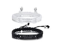 VNOX Paar Armbänder Partner Freundschaft Schwestern 2pcs Weiß Schwarz Geflochten Einstellbar Bunt Handgefertigtes Brautjungfer Seilarmband|Armband Damen mit Gravur