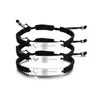 VNOX Personalisierte Gravur Anpassen Paare Schwestern Freundschaft Brautjungfer Familie Schmuck-Set für 2/3/4/5 Edelstahl Geflochtene Hohl Herz Bar Armband für Frauen Männer