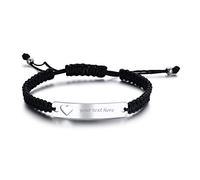 VNOX Personalisierte Gravur Anpassen Paare Schwestern Freundschaft Brautjungfer Familie Schmuck-Set für 2/3/4/5 Edelstahl Geflochtene Hohl Herz Bar Armband für Frauen Männer