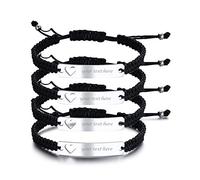 VNOX Personalisierte Gravur Anpassen Paare Schwestern Freundschaft Brautjungfer Familie Schmuck-Set für 2/3/4/5 Edelstahl Geflochtene Hohl Herz Bar Armband für Frauen Männer