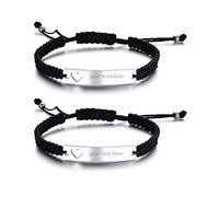 VNOX Personalisierte Gravur Anpassen Paare Schwestern Freundschaft Brautjungfer Familie Schmuck-Set für 2/3/4/5 Edelstahl Geflochtene Hohl Herz Bar Armband für Frauen Männer