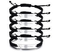 VNOX Personalisierte Gravur Anpassen Paare Schwestern Freundschaft Brautjungfer Familie Schmuck-Set für 2/3/4/5 Edelstahl Geflochtene Hohl Herz Bar Armband für Frauen Männer