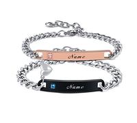 VNOX Personalisierte Gravur Paar Armbänder Personalisierbaren Armbänd Familie Armbänder|Partnerarmband für Paare|Pärchen Armband (2 Stück Zirkon paar armband)