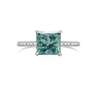 VNsdSD 3 Karat Moissanit-Ehering for Frauen, D-Farbe, 925er-Sterlingsilber, Princess-Schliff, Moissanit-Verlobungsring, simulierter Diamantring mit Zertifikat