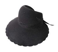 Voberry Strandhut Damen Sonnenhut Leer Top Faltbarer Straw Strohhut Breite Krempe Sommerhut Handgewebte Sonnenschutz Elegante Visoren Cap für Urlaub, Reise, Strand .