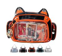 Vobomo Cat Ita Bag Rucksack für Schule, adretter Rucksack für Mädchen, Ita Crossbody mit Einsatz, Schultertasche, Orange/Schwarz, 14.17 x 9.45 x 5.9 inches, Kawaii