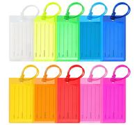 VOCIBO 10 Stück Kofferanhänger aus PVC, mit Adressschild, für Koffer, mit Silikonkabel, inkl. Namensschild