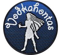 VODKAHONTAS Aufnäher/Aufbügler Pocahontas Patch zum annähen/aufbügeln | Vodka Trinker Junggesellenabschied T-shirt Bügelbild Mädelstrip Hochzeit Prinzessin Geschenk Frauen 80x80mm
