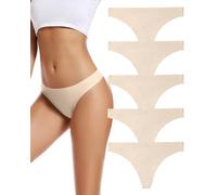 VOENXE Low Waist String Tanga Damen Nahtlos,Seamless Slip Mehrpack,Atembare Meshware Frauen Nahtlose UnterwäSche,Unterhose No Show,Ohne Naht Atmungsaktiv,Invisible Women Thong Underwear,5er Pack
