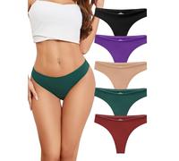 VOENXE String Tanga Damen Baumwolle,Slip UnterwäSche Frauen,Unterhosen Atmungsaktiv füR Frau,Sport Thongs Women Underwear Cotton,Panties Bequeme Damen,Brazilian Slips Low Waist Mehrpack 5 Pack