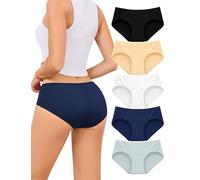 VOENXE Unterhosen Damen Baumwolle UnterwäSche,Atmungsaktiv Slips Hipster Panties Mittel Taille Stretch Bequem Weich Frauen HüFtslip SchlüPfer Mehrpack,Sport Women's Underwear Cotton Bikini,5er Pack