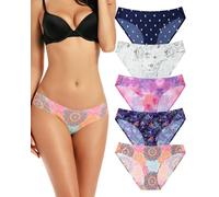 VOENXE Unterhosen Damen Nahtlose,Seamless Slips Unterwäsche Panty,Ohne Naht Frauen Stretch Bikini,No Show Women Underwear Panties,Unsichtbare Atmungsaktiv Unterhose,Invisible Hipster Mehrpack,5er Pack