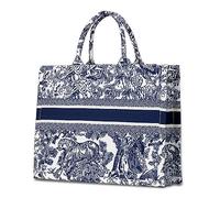 VOFDRWQA Modische Luxus-Tragetasche für Damen, Baumwolle, Leinen, Schultertasche, Umhängetasche, Handtasche, großes Fassungsvermögen, Jacquard-Stickerei, Retro, exquisit (blau)
