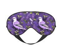 Vogel in lila Lavendel Blumen Augenmaske, Schlafmaske für Männer und Frauen, 100% Verdunkelung, kein Druck auf die Augen, weich und atmungsaktiv