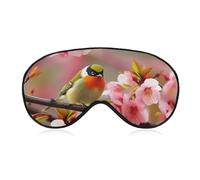 Vogel in Pfirsichbaum, Augenmaske, seitliche Schlafmaske, leichte Augenbinde, Schlafmaske, Nasenpolster und Gummiband für Kinder, Frauen und Männer