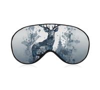 Vogel stehend auf Geweih Augenmaske, seitliche Schlafmaske, leichte Augenbinde, Schlafmaske, Nasenpolster und Gummiband für Kinder, Frauen und Männer