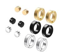 Vogem 6 Paar Magnet Ohrstecker Clip Ohrringe Herren Edelstahl Magnetische Ohrringe Set Nicht durchbohrter Punk Schmuck