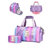 Vogewood Geschenk für Tochter, Mädchen, Turnbeutel mit Schuhfach, personalisierbare Wochenendtasche, Reisetasche, mit Make-up-Tasche, Geburtstagsgeschenk für Drandtochter, Nichte, Schwester, Rainbow