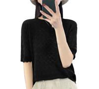 Vogrtcc Damen Kaschmir Pullover Pullover T-Shirt Kurzarm Kaschmir Kurzarm, Schwarz , L