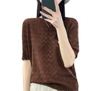 Vogrtcc Damen Kaschmir Sweater Pullover T-Shirt Kurzarm Kaschmir Kurzarm, coffee, X-Large
