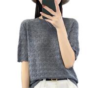 Vogrtcc Damen Kaschmir Sweater Pullover T-Shirt Kurzarm Kaschmir Kurzarm, gray9, Large