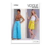 Vogue Schnittmuster-Paket für Damen-Shorts und Hosen, weites Bein, Designcode V1958, Größen 34-36-40-42