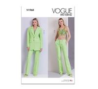Vogue Schnittmuster-Paket für Damenjacke, lockere Passform, ungefüttert, Strick, Crpped Top und weite Beine, Schnittmuster-Paket, Design-Code V1960, Größen 46-48-50-52-54