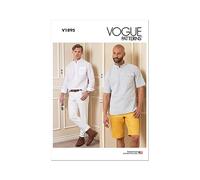 Vogue Schnittmuster-Set für Herren, halb-tailliertes Hemd, Shorts und mittelhohe Jeans, Design-Code V1895, Größen 34-36-38-40