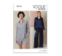 Vogue Schnittmuster V2119A Damen-Pyjama A (S-M-L-XL-XXL)