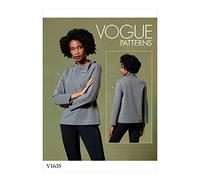 Vogue V1635Y Schnittmuster Easy Damen Stehkragen Hemd Schnittmuster Gr.32-42 Weiß