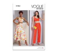 Vogue Schnittmuster-Paket für Damen, gefütterter BH Top, ausgestellter Rock und Hose, Designcode V1961, Größen 32-34-36-40