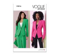 Vogue Patterns V2016H5 Gefütterte Damenjacken Schnittmuster-Paket, Design-Code V2016, Papier, Mehrfarbig, Sizes 6-8-10-12-14