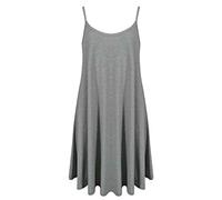vogueland Frauen Damen Uni Sommer Cami Swing Mini Kleid Long Top Weste Plus Viel Größe 8-26 Gr. Medium/Large (38-40), anthrazit