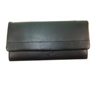 VOI Geldbörse Schwarz, Elegante, Damen, Rindsleder, Klassisch, Erwachsene Frauen, Brieftasche, Großes Steckfach, Reißverschluss