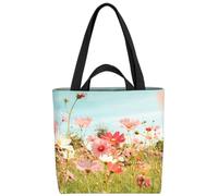 VOID Rosa Blumenwiese Sommer Blumen Tasche 33x33x14cm,15l Einkaufs-Beutel Shopper Einkaufs-Tasche Bag