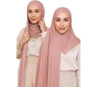 Voile Chic 5 Farben Vorgenähter Sofort-Premium-Jersey-Kopftuch - Dusty Rose