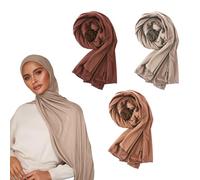 Voile Chic Jersey Kopftuch Damen Hijab - Premium Hijab Kopftuch aus Stretchstoff - Islamische Kopfbedeckung, Schals & Tücher für Damen (Taupe, Vanille, Mokka, 3er-Pack)