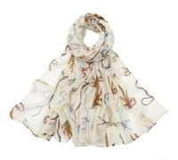 Voile-Schal für Damen, modisch, langer Druck, Schal, Sonnenschutz, elegante Schleife, leicht, Sommer-Strand-Accessoire (Beige)