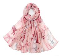 Voile-Schal für Damen, modisch, langer Druck, Schal, Sonnenschutz, elegante Schleife, leicht, Sommer-Strand-Accessoire (Rosa)