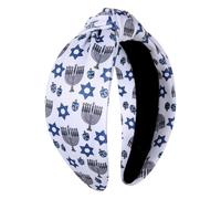 vokone Chanukka-Stirnband, Dreidl, Menora, Davidstern, geknotetes Stirnband, breites Haarband, Chanukka-Kost m, Kopfbedeckung, Haar-Accessoires (