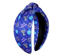 vokone Chanukka-Stirnband, Dreidl, Menora, Davidstern, geknotetes Stirnband, breites Haarband, Chanukka-Kost m, Kopfbedeckung, Haarschmuck (blaue