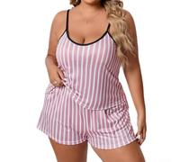 Volakebeing Damen Oversized Loungewear Set Ärmellos Top Shorts Schlafanzug | Polyester, leichtes Gewebe, weich im für griff, ideal für warme Nächte und entspannte Tage